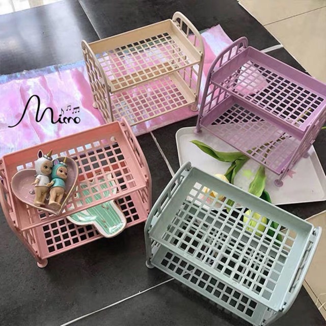 Kệ nhựa Mini 2 tầng sẵn 5 màu bền đẹp kệ nhựa mini để bàn tiện lợi kệ nhựa để đồ gọn gàng