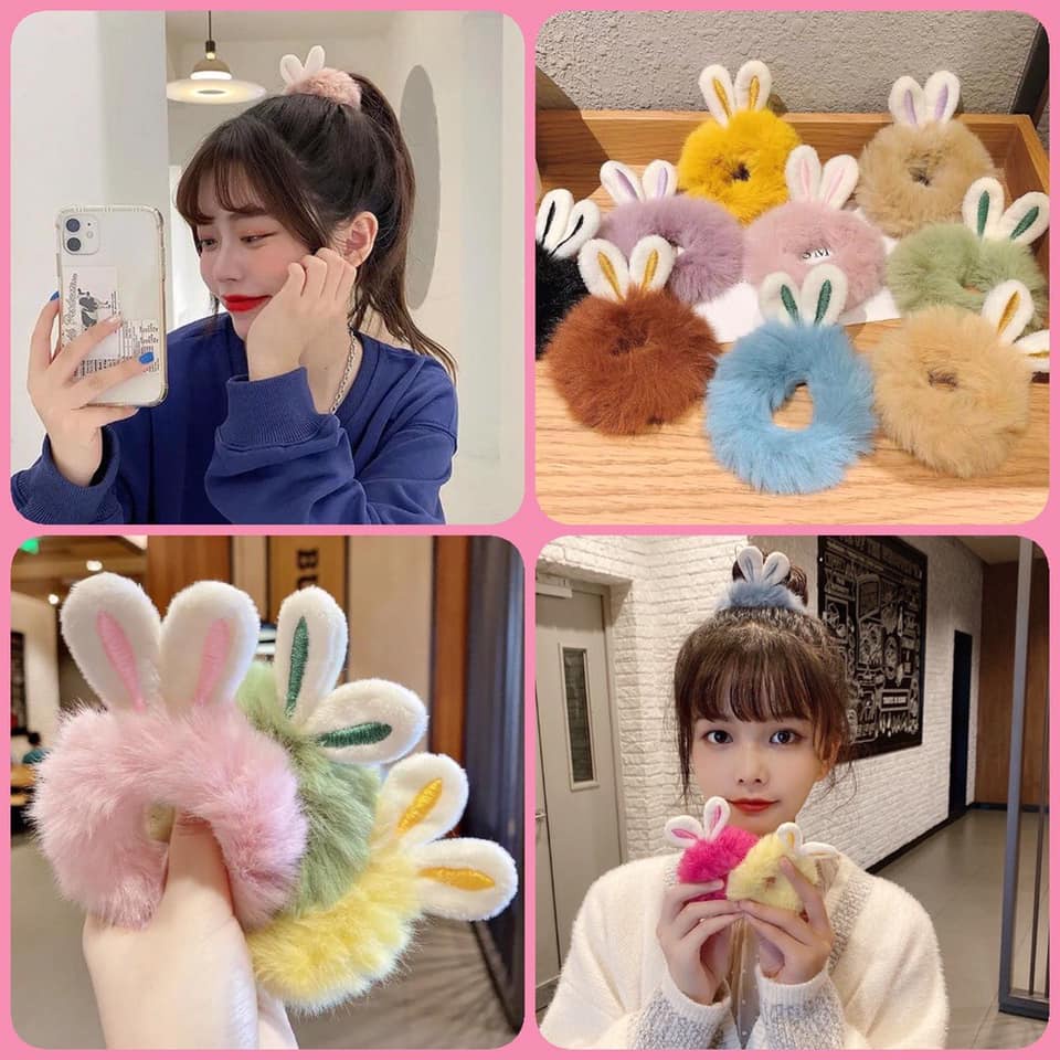 Dây cột tóc, dây buộc tóc hình tai thỏ xinh xắn phong cách Hàn Quốc cho nữ