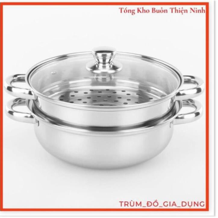 Nồi hấp 2 tầng inox, nồi hấp xôi, bánh bao size 28cm chất lượng tốt