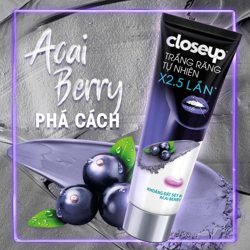 KEM ĐÁNH RĂNG CLOSEUP TRẮNG RĂNG TỰ NHIÊN KHOÁNG ĐẤT SÉT MATCHA BẠC HÀ/ ACAI BERRY 230G