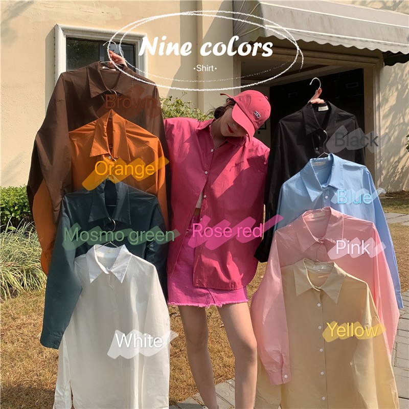 [ Mã 11FASHIONSALE1 giảm 10K đơn 50K ] Áo sơ mi tay dài dáng rộng phong cách thời trang hàn quốc