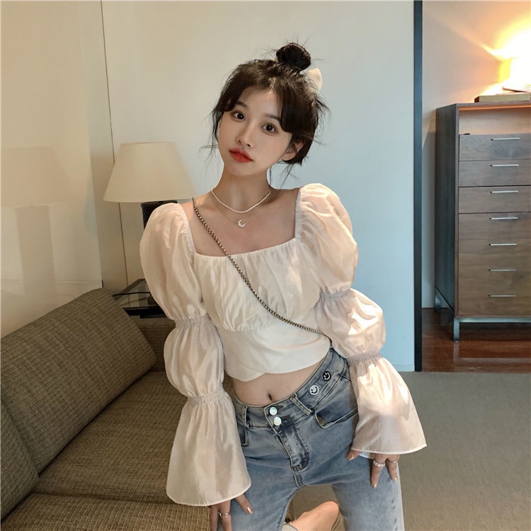 Áo kiểu COZOKC tay dài phối nơ thiết kế quyến rũ hợp thời trang