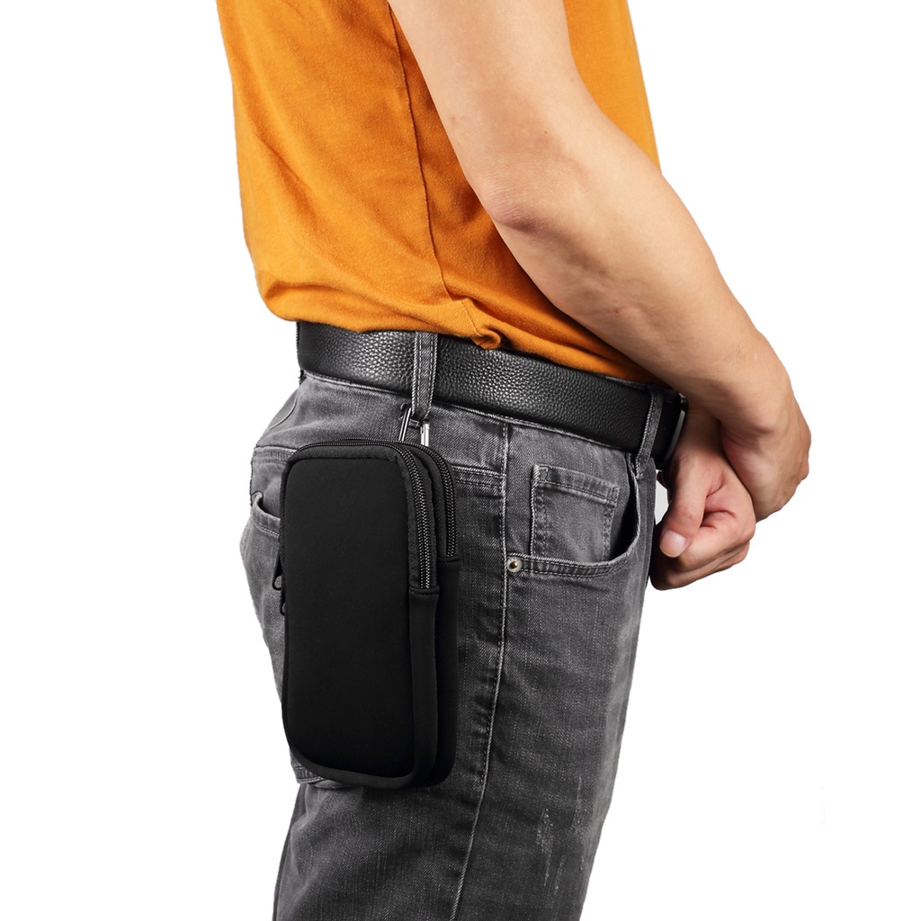 Túi điện thoại di động không thấm nước đeo thắt lưng có khóa carabiner đàn hồi chất liệu nylon