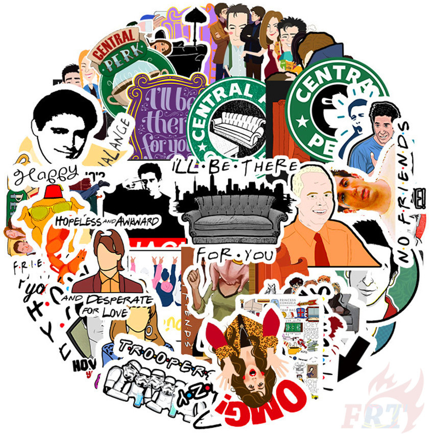 Set 52 miếng dán họa tiết Friends chương trình truyền hình Series 07 phong cách cổ điển làm thủ công