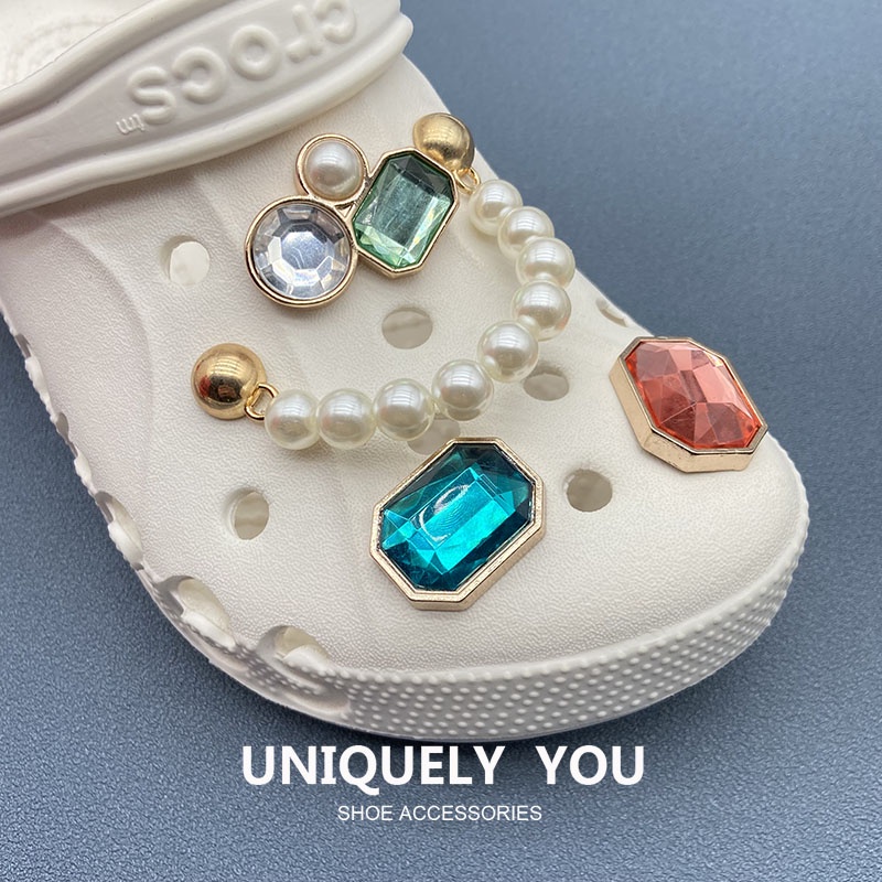 Phụ Kiện Trang Trí Giày Crocs / jibbitz Đính Ngọc Trai Và Đá Quý Sang Trọng
