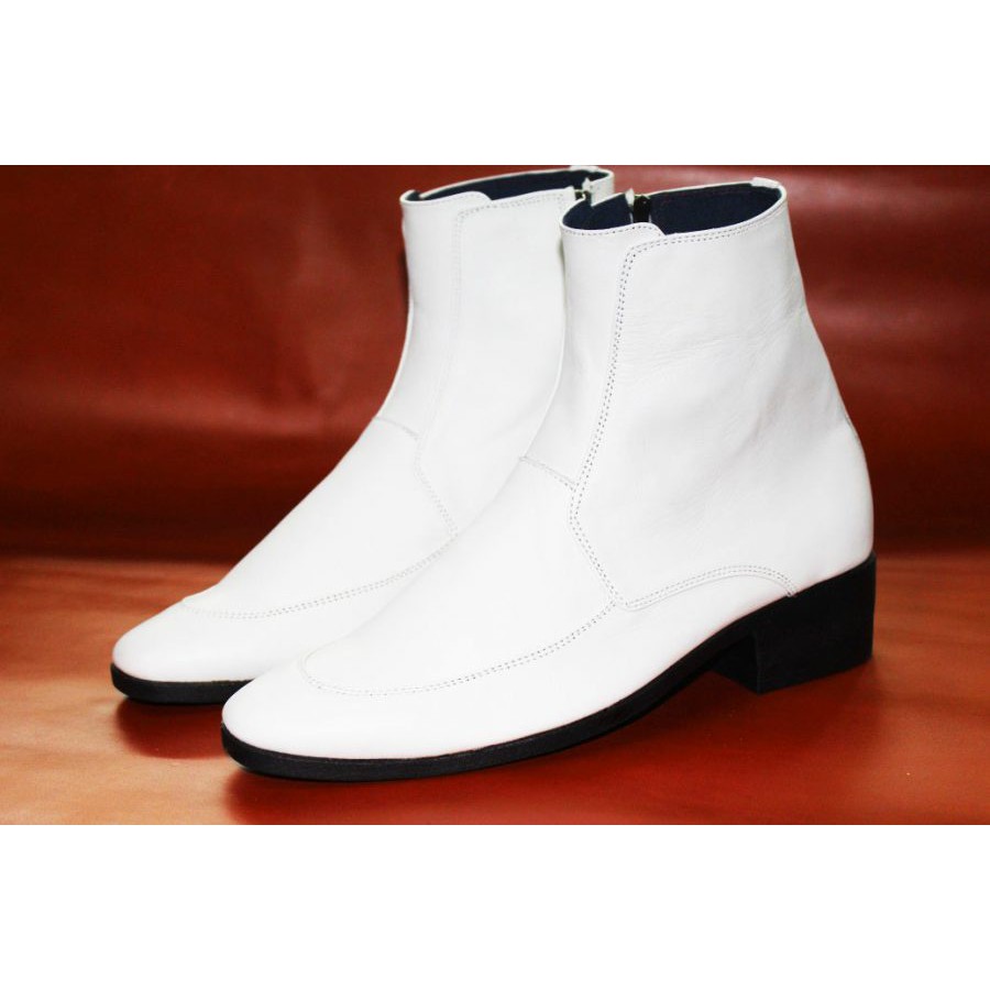 Giày boot nam da bò thật màu trắng. Mã số: B200