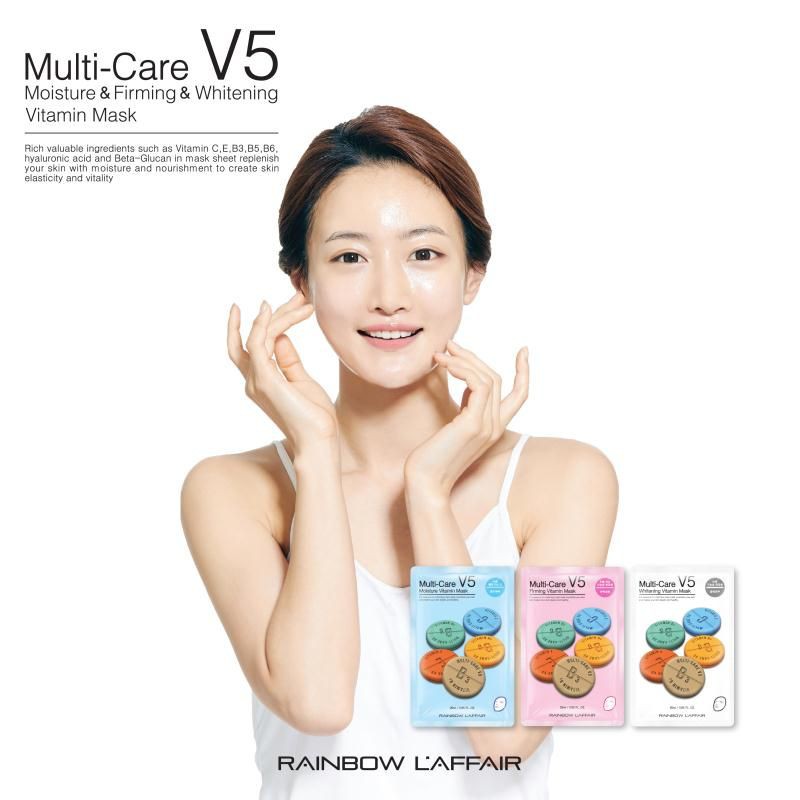 Bộ 10 mặt nạ dưỡng Trắng Rainbow L'affair Multi-Care V5 Whitening 25ml x 10 miếng