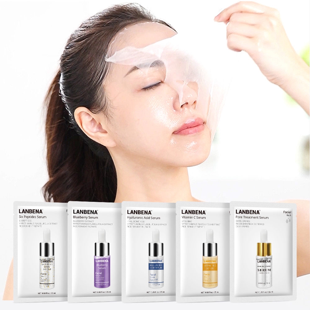 Mặt nạ Hyaluronic Acid chiết xuất việt quất làm trắng da và kiềm dầu LANBENA