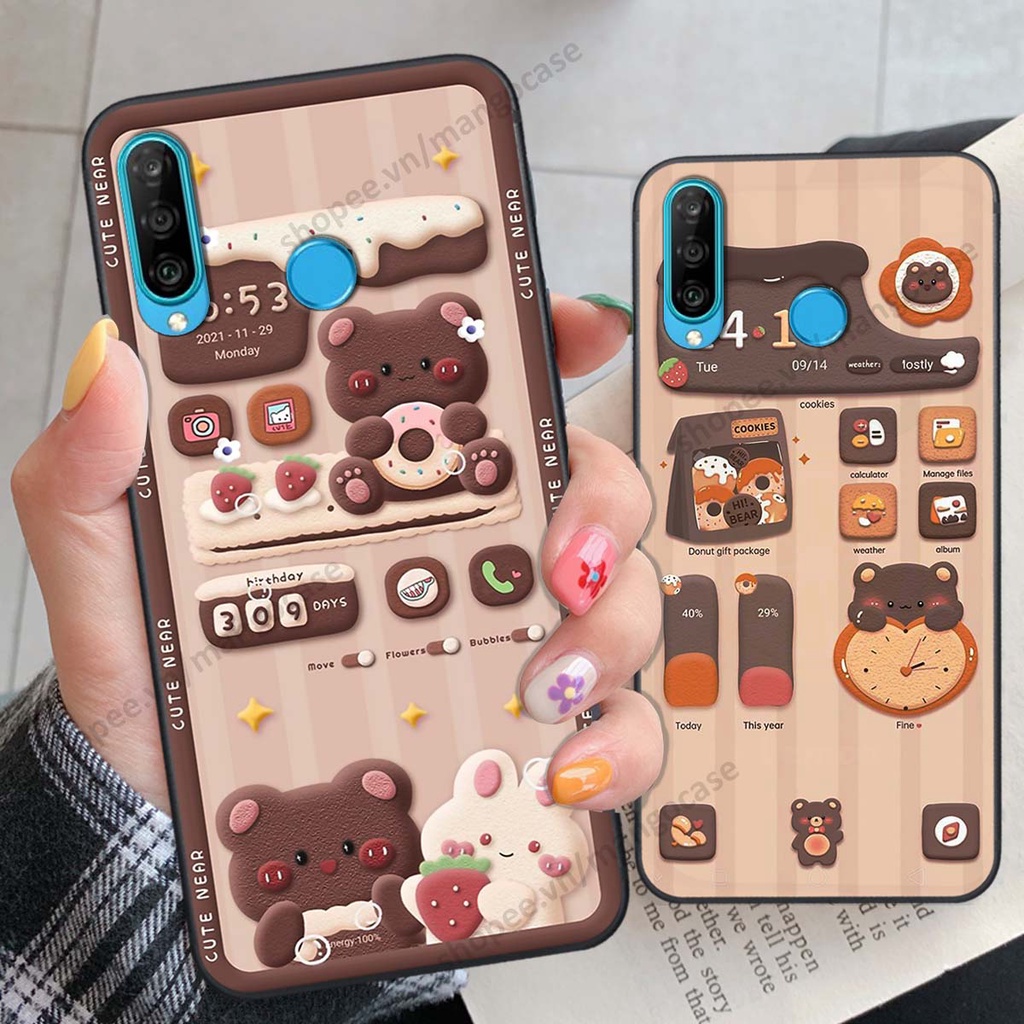 Ốp lưng Huawei Nova 4e / P30 Lite hình gấu, thỏ, đồng hồ cute dễ thương