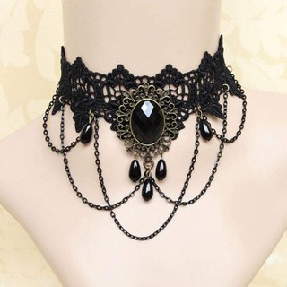 Vòng cổ choker đá đen to huyền bí secret CKV61