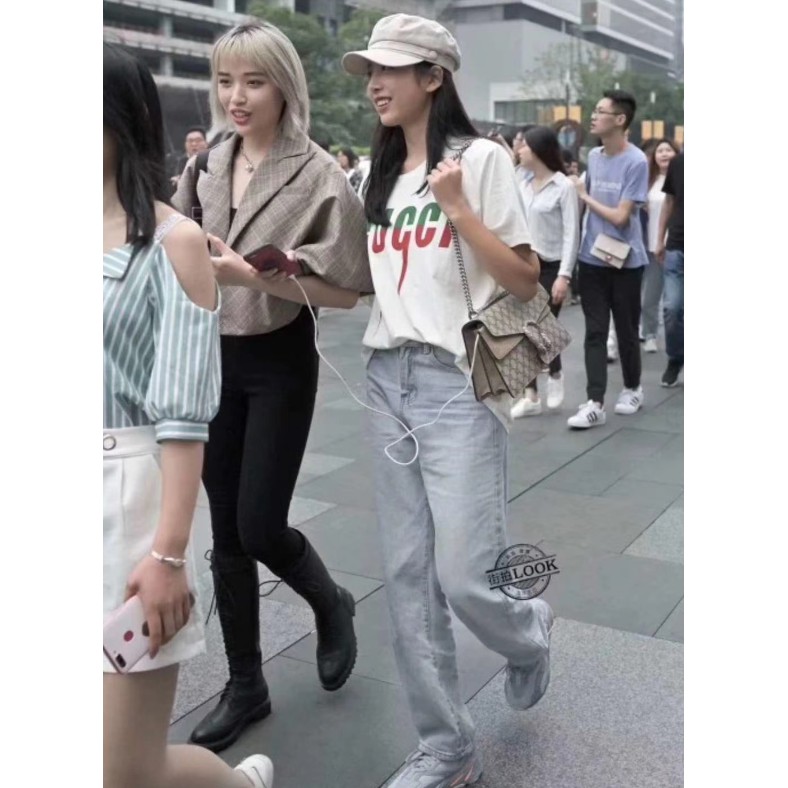 Áo Thun Tay Ngắn Chất Liệu Cotton In Chữ Gucci Thời Trang Dành Cho Cả Nam Và Nữ