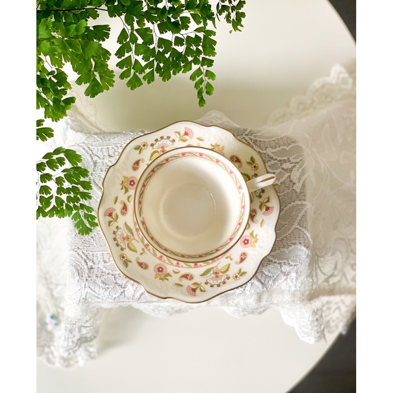 Gốm Nhật-Bộ tách trà hoa hoạ tiết hoa cực xinh