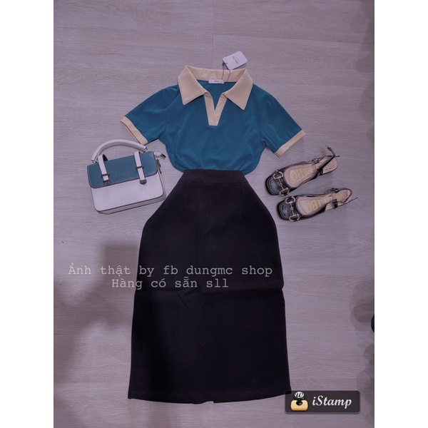 Set cv đen áo zanh dương