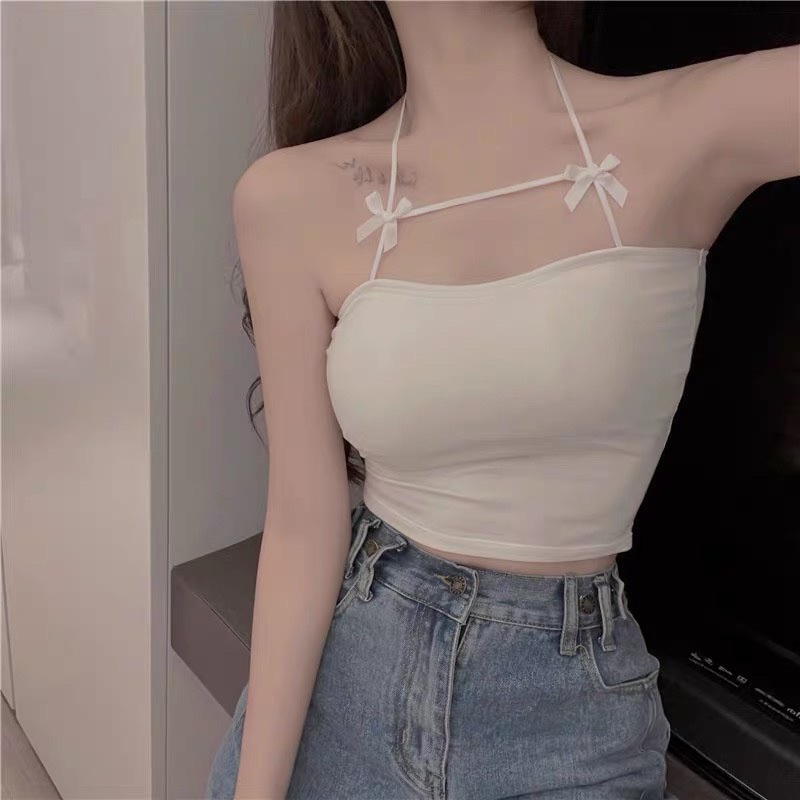 Áo cổ yếm nơ kiểu vải pozip loại 1 xịn sò