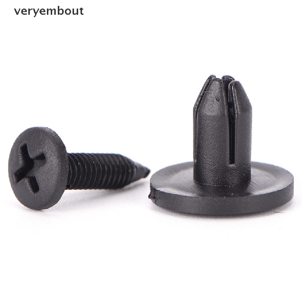 FENDER Set 50 Đinh Tán Nhựa 6Mm Màu Đen Chuyên Dụng Cho Xe Hơi