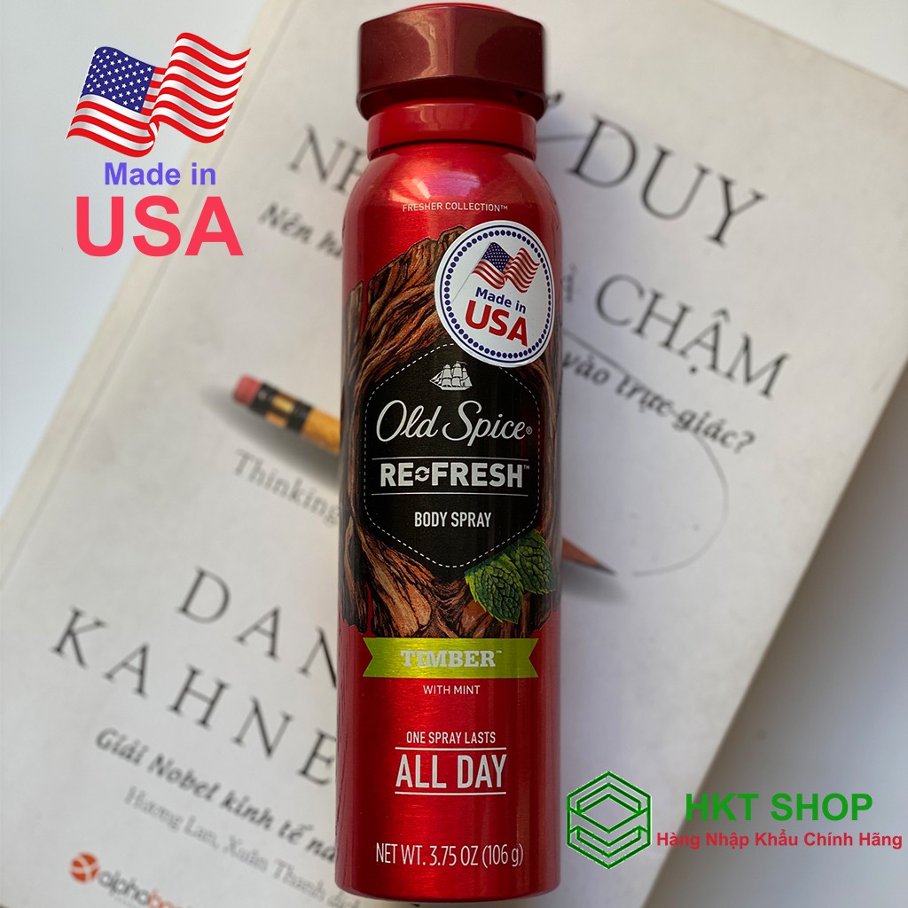 [USA] Xịt khử mùi toàn thân Old Spice Timber 106g - HKT Shop