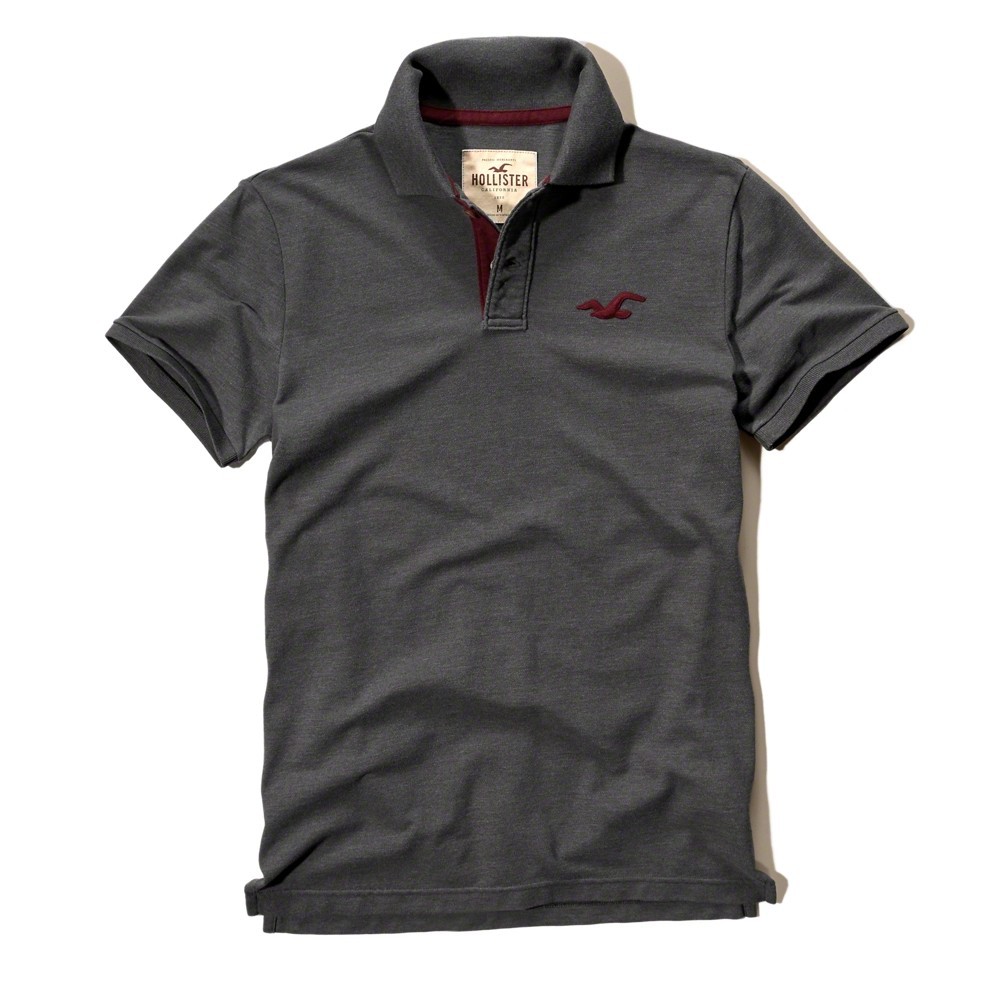 Áo thun nam cổ bẻ Hollister Contrast Icon Polo HOL-PO64 Dark Grey