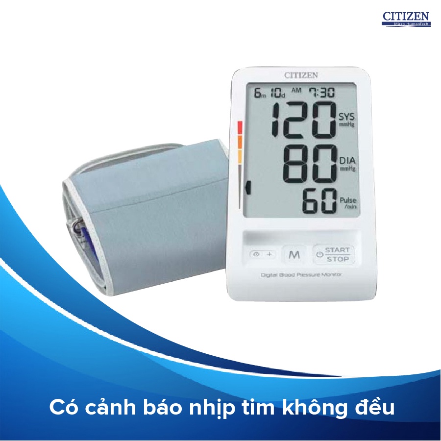 Máy đo huyết áp bắp tay cao cấp Citizen CH-456 | Phát âm thanh cảnh báo nhịp tim bất thường - Bảo hành 5 năm