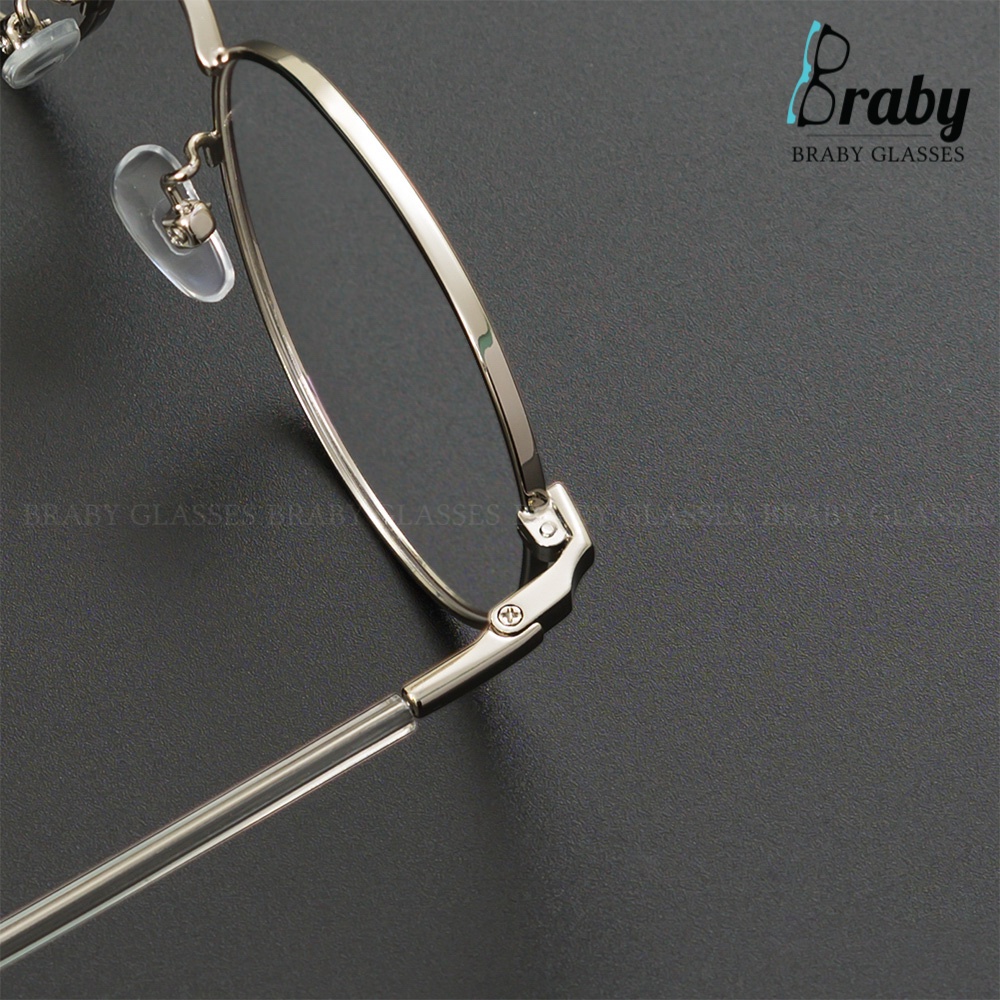 Gọng kính cận tròn to nam nữ Braby Glasses kính thời trang Titanium nhiều màu sang trọng thanh mảnh MK12