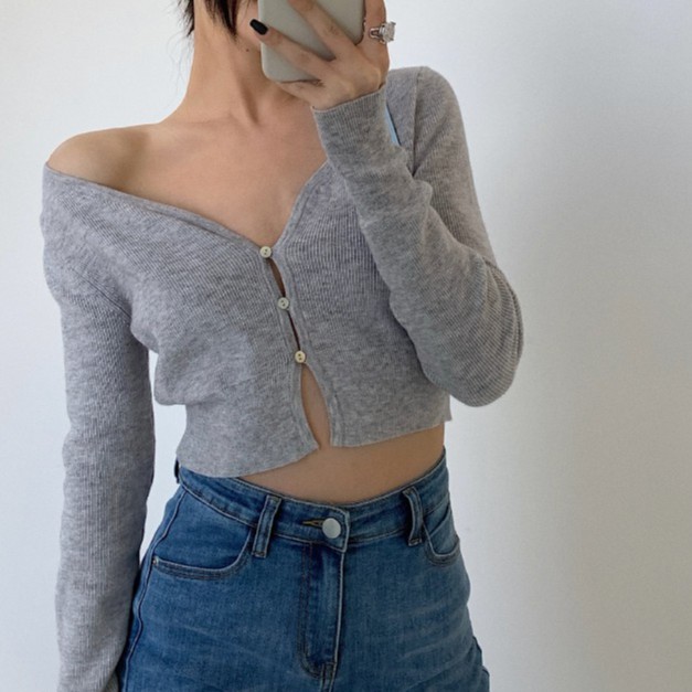 Cocory vn Áo Khoác Nữ Dáng Ngắn Tay Dài Màu Trơn Kiểu Dáng Hợp Thời Trang