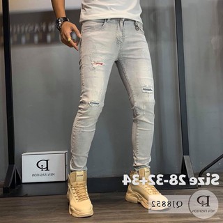 QUẦN JEAN NAM TRẮNG XÁM RÁCH TRƠN THỜI TRANG LỊCH LÃM