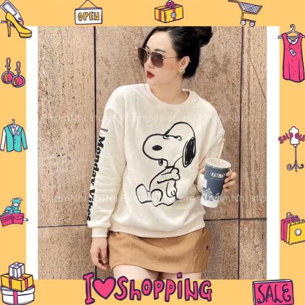 áo nỉ,  ÁO NỈ NỮ MÀU BE BO GẤU CÚN SNOOPY | BigBuy360 - bigbuy360.vn