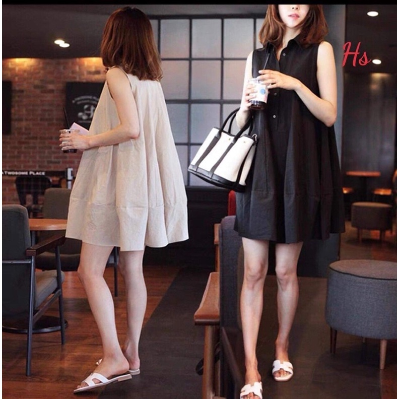 Váy cổ bẻ cài cúc ba lỗ HSU1