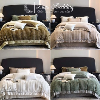 Bộ chăn ga gối nỉ lông thỏ markcross mềm mịn ấm áp luna bedding