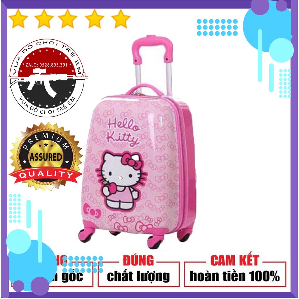 Vali Kéo Hello Kitty Đơn Màu Hồng Dễ Thương size 18