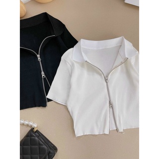 Áo thun crop dây kéo (+hình thật)