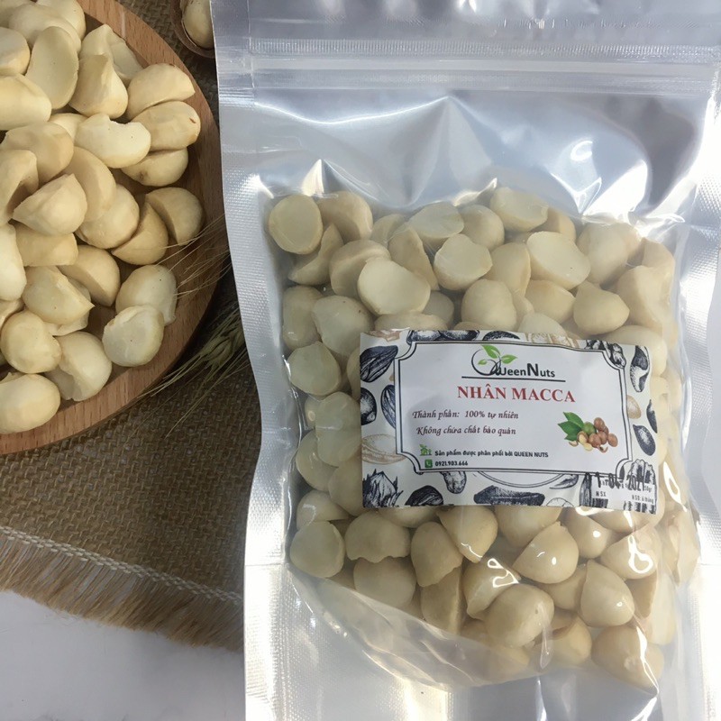 500gr Nhân macca vỡ đôi đã tách vỏ Đak Lak nhà trồng đã sấy chín | BigBuy360 - bigbuy360.vn