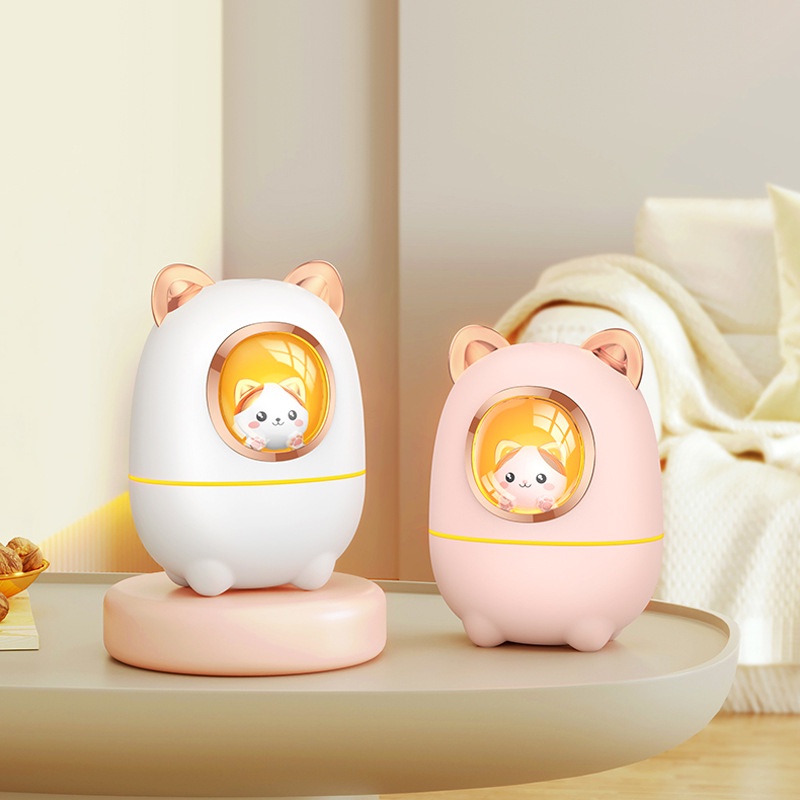 Máy khuếch tán tinh dầu tạo độ ẩm không khí FNELSE mini hình mèo dễ thương kèm sạc usb tiện dụng cho gia đình / xe hơi