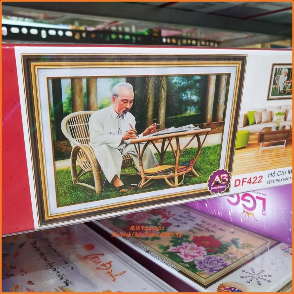 Tranh đính đá BÁC HỒ (Đá ABC cao cấp. Kích Thước: 90Cm x 60Cm