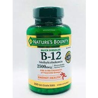 Viên uống rối loạn tiền đình vitamin B12 2500mg Nature’s Bounty 300v- Mỹ