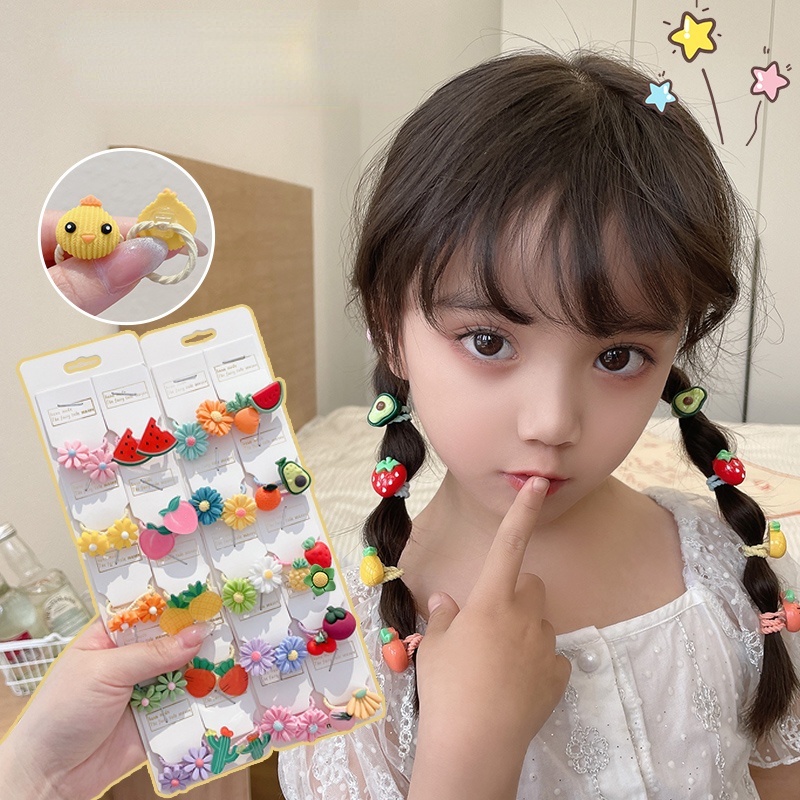 Set 10 Dây Thun Cột Tóc Co Giãn Dễ Thương Phong Cách Hàn Quốc Cho Bé Gái