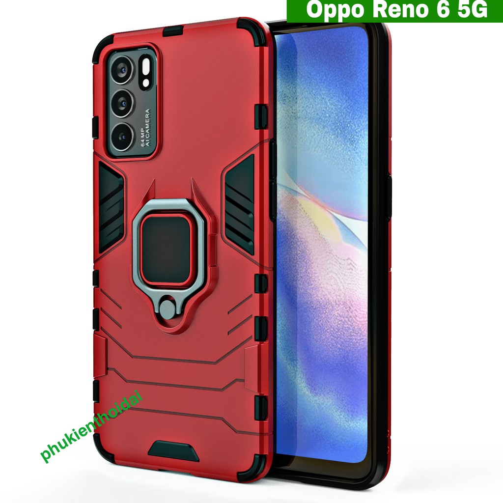 Ốp lưng Oppo Reno 6 5G IRON MAN IRING chống sốc giá đỡ xem phim cao cấp