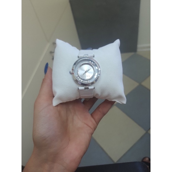 Đồng hồ nữ thương hiệu Sunlight dây da trắng mặt đá xoay chuẩn auth mã 69909