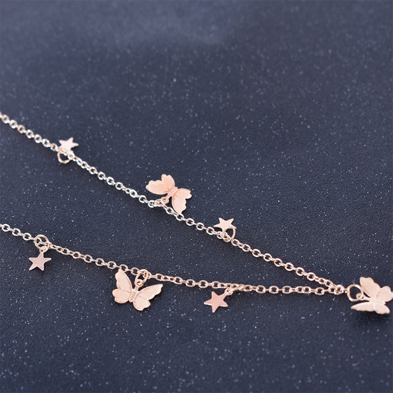 Vòng cổ Kim Loại Mặt Hình Ngôi Sao Và Bướm Đơn Giản Thời Trang Cho Nữ