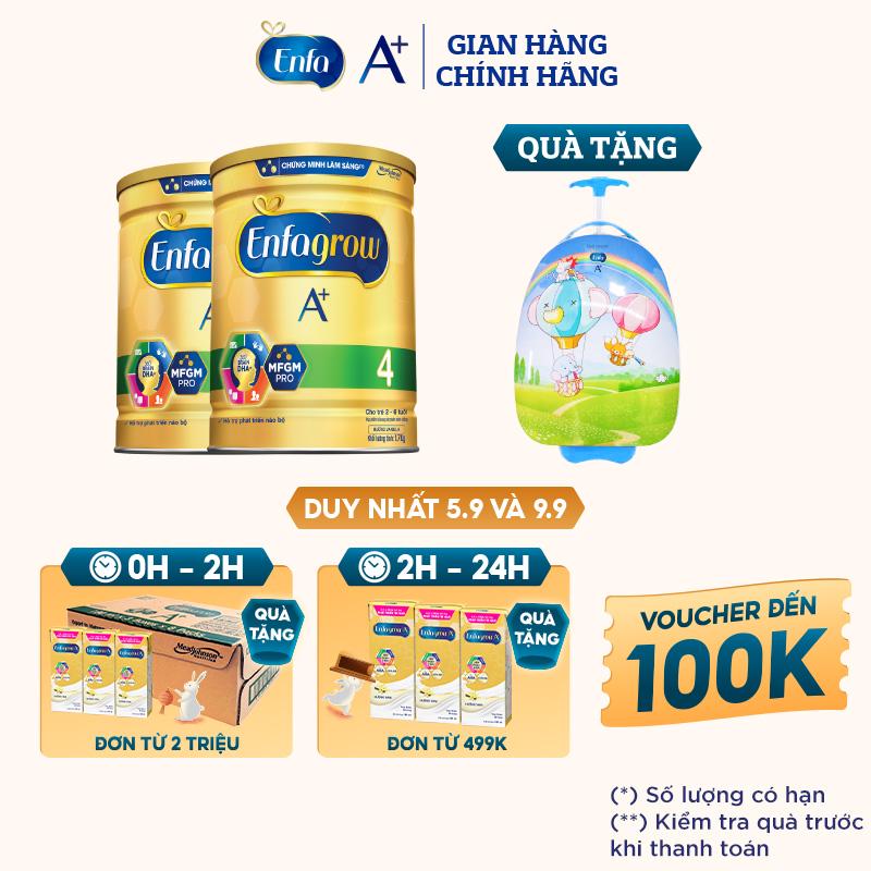 [Tặng Vali Kéo Cho Bé] Combo 2 Lon Sữa Bột Enfagrow A+ 4 1.7kg (2 Tuổi +)