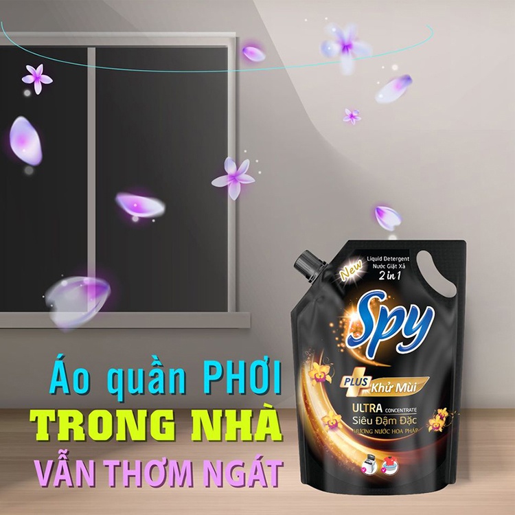 Nước giặt, Nước giặt xả SPY vàng 1450ml, lưu giữ hương thơm trong 5 ngày, diệt 99% vi khuẩn SP000075