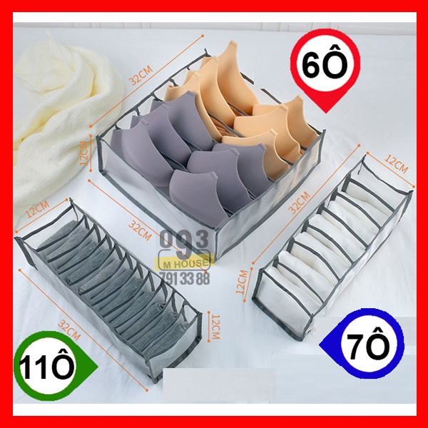 Hộp đựng đồ lót nhiều ô ngăn Tủ sắp xếp đồ quần áo lót tất khăn 6/7/11 Ngăn