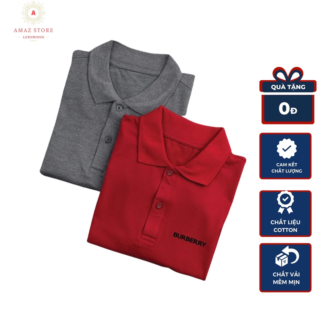 Áo polo nam , áo phông có cổ vải cá sâu cao cấp chất thoáng khí thoải mái phối hình BURBERRY