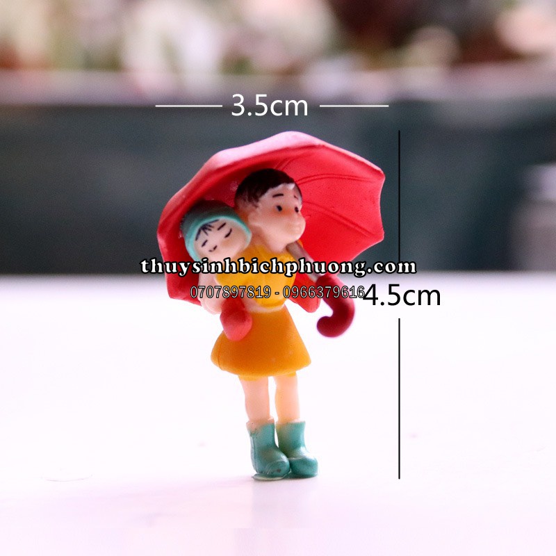 CÔ BÉ CHE Ô TRANG TRÍ TERRARIUM ĐỒ CHƠI TÉP KIỂNG THỦY SINH