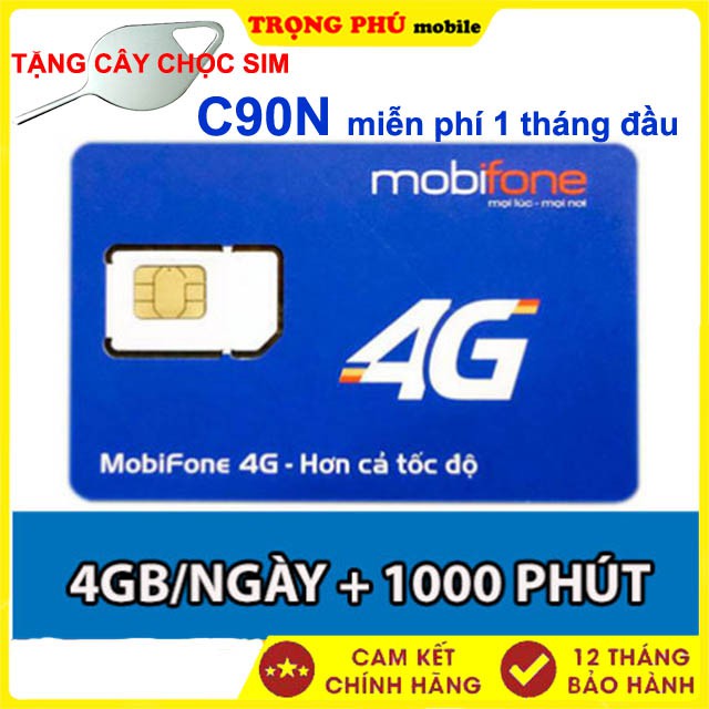 Sim 4G Mobi C90N Tặng 120Gb Gọi Miễn Phí