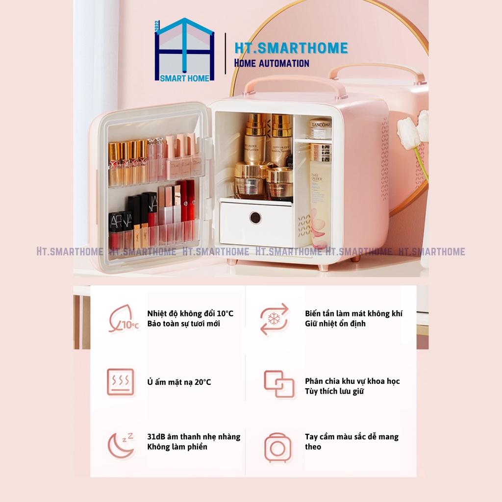 Tủ lạnh đựng mỹ phẩm 9L GEVILAN cao cấp - Bảo quản mỹ phẩm chia ngăn thông minh nhiệt độ không đổi