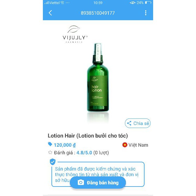 Xịt bưởi Vi Jully kích mọc tóc làm dày tóc_ Hair Lotion