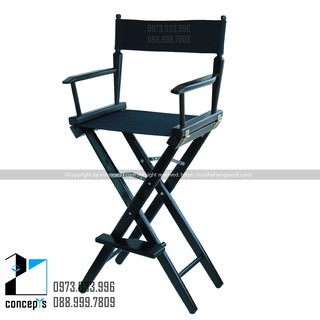 Ghế Trang Điểm Makeup gấp gọn dùng cho Đạo Diễn, Diễn Giả và Sự Kiện Màu Đen Kết Hợp Vải Tùy Chọn TGM-02 Xuất EU