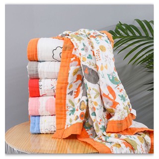 Chăn muslin, chăn xô 6 lớp bo viền. kt1m2x1m2
