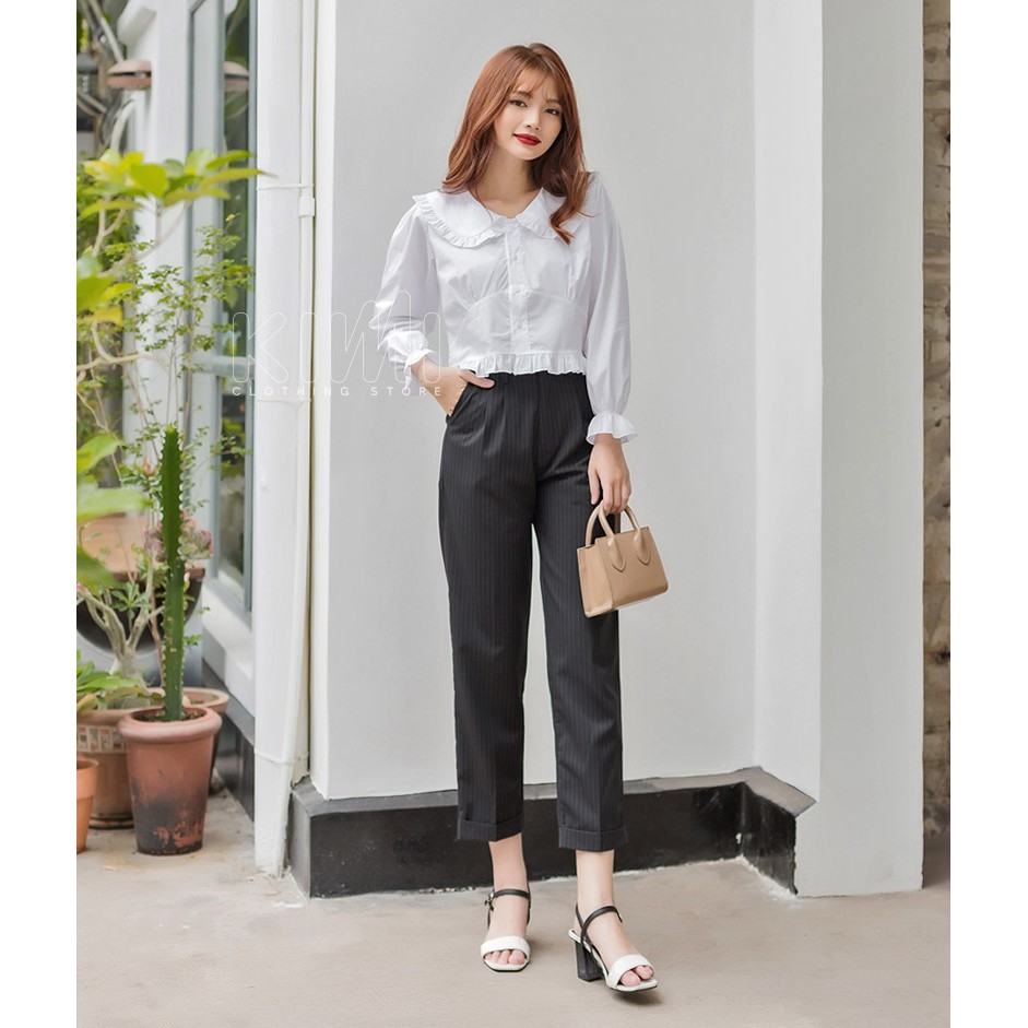 Quần baggy kẻ sọc lật lai Kims - qd20013 | BigBuy360 - bigbuy360.vn