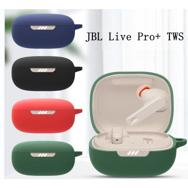 Vỏ Bảo Vệ Hộp Sạc Tai Nghe JBL Live Pro+ TWS Bằng Silicon Mềm Màu Trơn Chống Rơi Kèm Móc